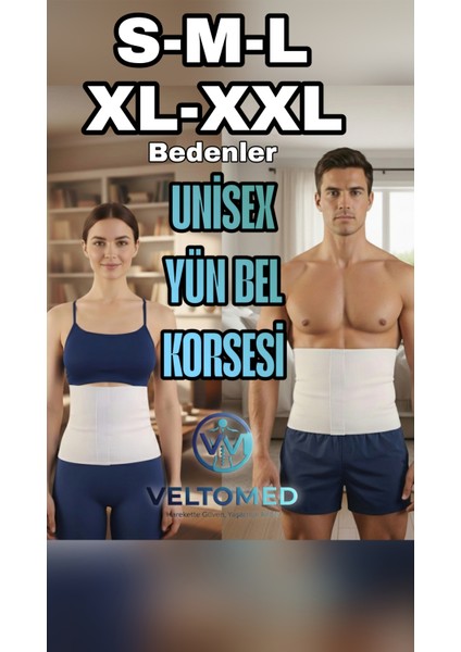 Unisex Yün Korse- Sıcak Tutar - Bel Ağrıları Fıtık Bel Kuşağı, Giydirmeli Yün Bel Korsesi