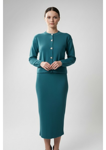 Kadın Hırka Elbise Ikili Takım - Turkuaz fiyatları