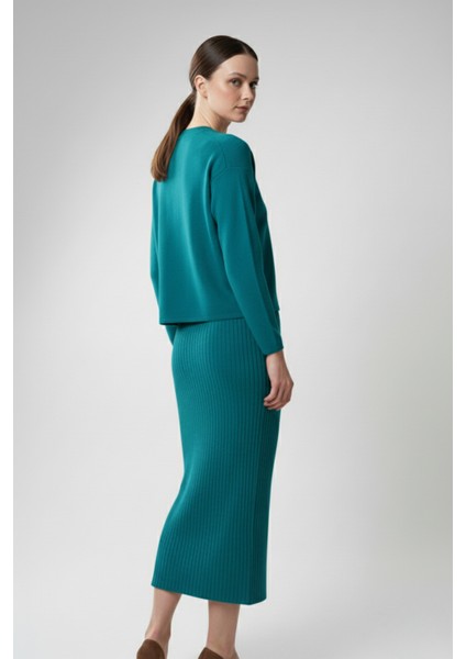 Kadın Hırka Elbise Ikili Takım - Turkuaz modelleri