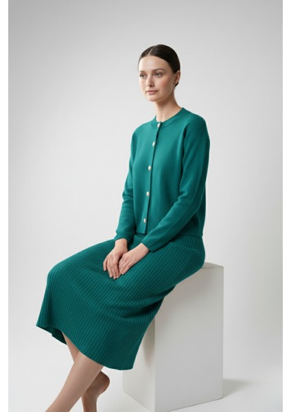 Kadın Hırka Elbise Ikili Takım - Turkuaz fırsatları