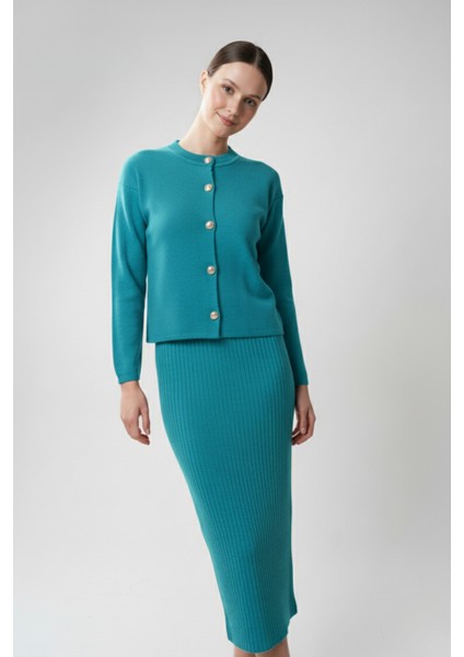 Kadın Hırka Elbise Ikili Takım - Turkuaz indirimleri