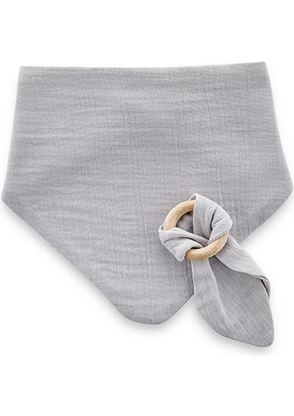 Çocuk Ahşap Diş Kaşıyıcılı Bürümcük Müslin Önlük 736 Gri