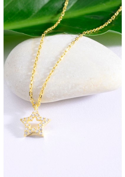 Altın Kaplama 925 Ayar Gümüş Taşlı Yıldız Motifli Minik Kolye modelleri