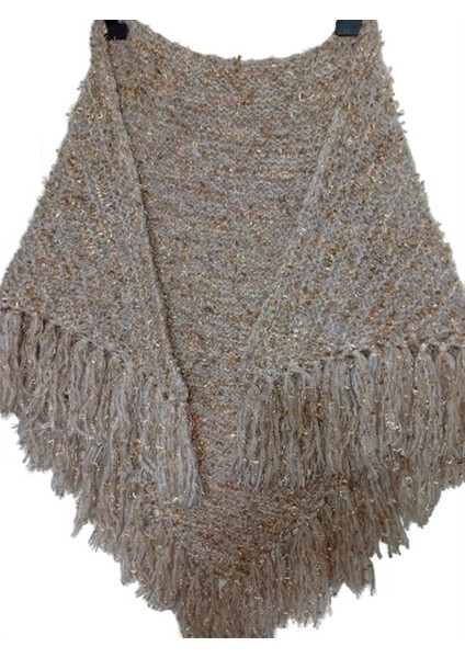 El Örgüsü Kırçıllı Simli Bej Orta Boy Şal fiyatları