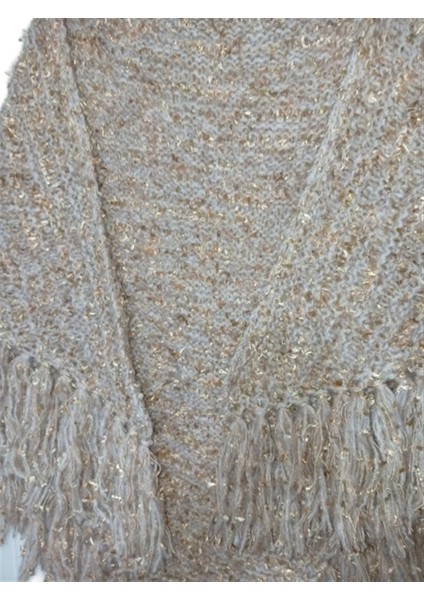 El Örgüsü Kırçıllı Simli Bej Orta Boy Şal modelleri