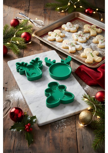 Yılbaşı Eğlencesi Servis Seti - Yeşil ( Kırılmaz )