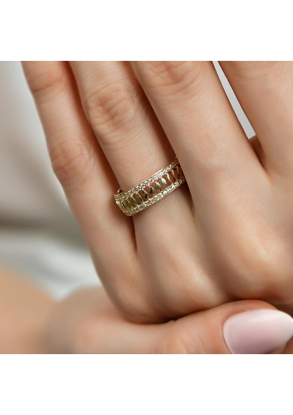 14 Ayar Altın Sıralı Taşlı Yüzük fiyatları