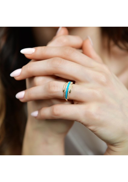 14 Ayar Altın Çizgili Mineli Taşlı Yüzük fiyatları