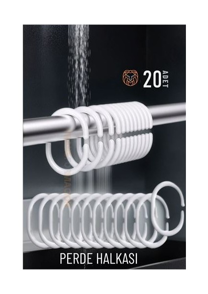Banyo Perde Halkası 20'li Set – Dayanıklı Kolay Takılan Şık Tasarım
