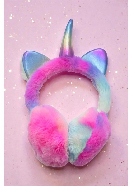 Unicorn Kız Çocuk Soğukdan Koruyucu Kışlık Kulaklık Silver Mor Gökkuşağı