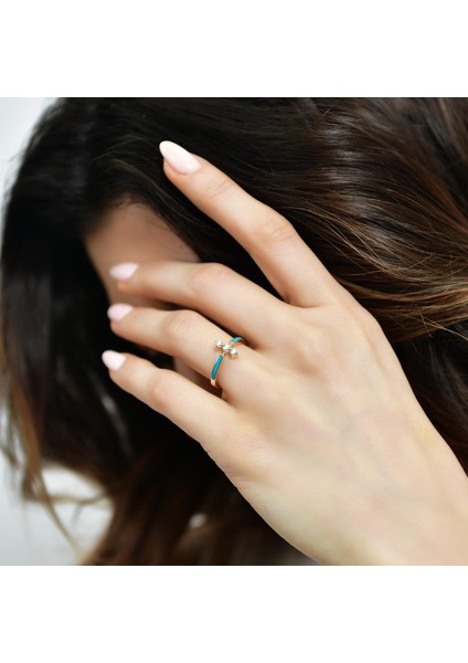 14 Ayar Altın Renkli Mineli Taşlı Yüzük fiyatları