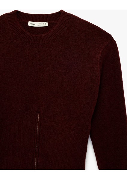 Uzun Kollu Bisiklet Yaka Fermuar Detaylı Triko Kazak modelleri