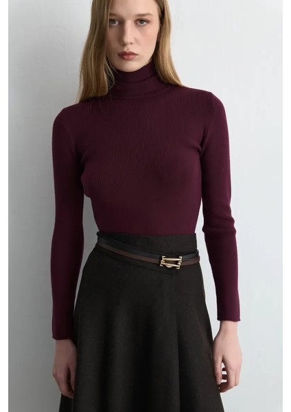 Anvelop Kesim Asimetrik Yünlü Kaşe Etek - Kahverengi indirimleri