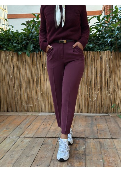 Kemerli Pileli Havuç Pantolon