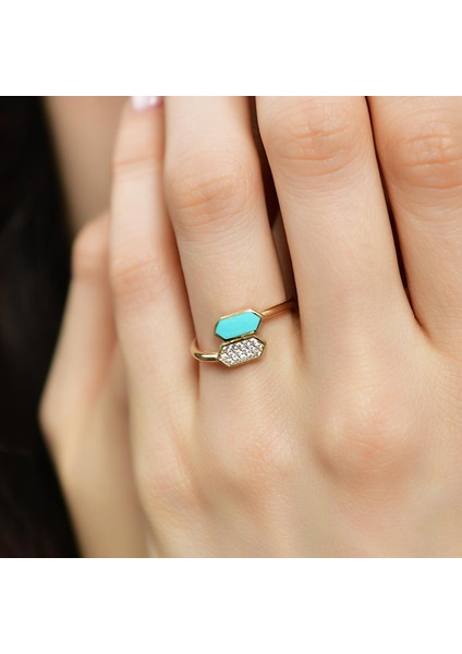 14 Ayar Altın Çift Renk Parıltılı Yüzük fiyatları