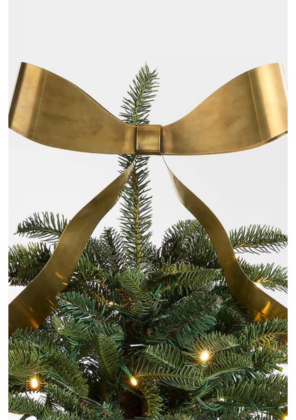 Brass Metal Bow Christmas Tree Topper ve Wreath Klipsi Yılbaşı Ağaç Süsü