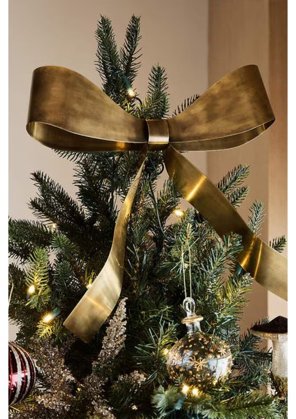 Brass Metal Bow Christmas Tree Topper ve Wreath Klipsi Yılbaşı Ağaç Süsü fiyatları