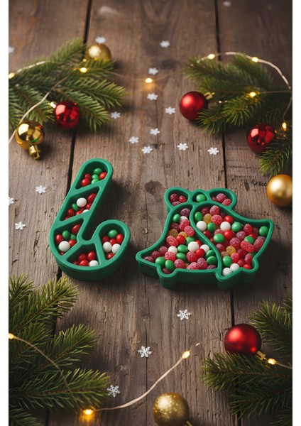 Sevimli Kış Sunum Seti - Yılbaşı Özel - Yeşil ( Kırılmaz )