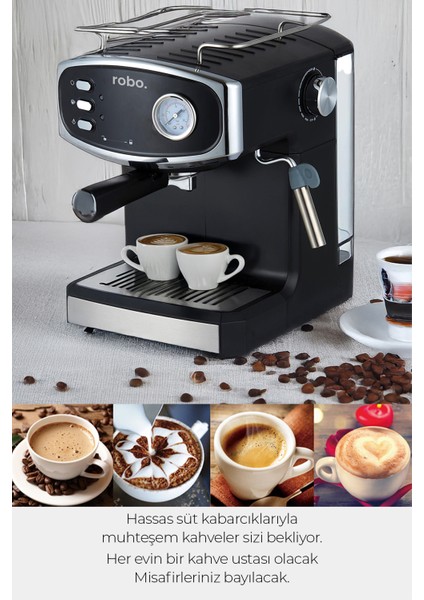 Süt Köpürtücülü 1.5 Litre Espresso Latte Cappuccino Americano Kahve Makinesi Beyaz Renk