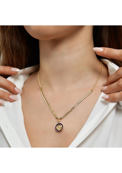 14 Ayar Altın Mineli Pusula Kolye fiyatları