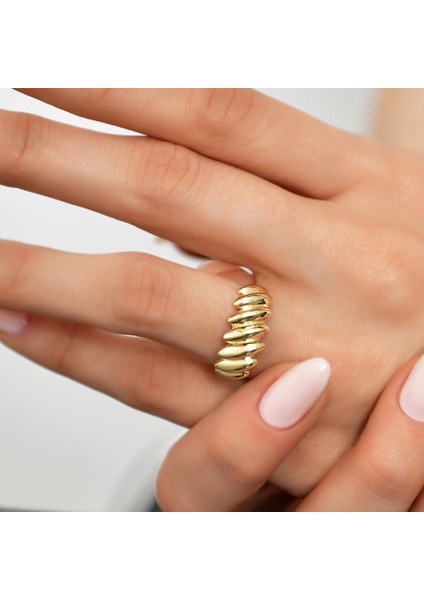 14 Ayar Altın Çapraz Burgu Yüzük