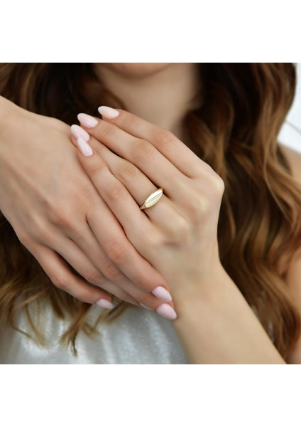 14 Ayar Altın Elips Taşlı Yüzük fiyatları