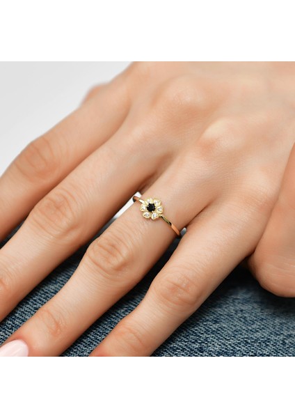 14 Ayar Altın Baget Çiçek Taşlı Yüzük fiyatları