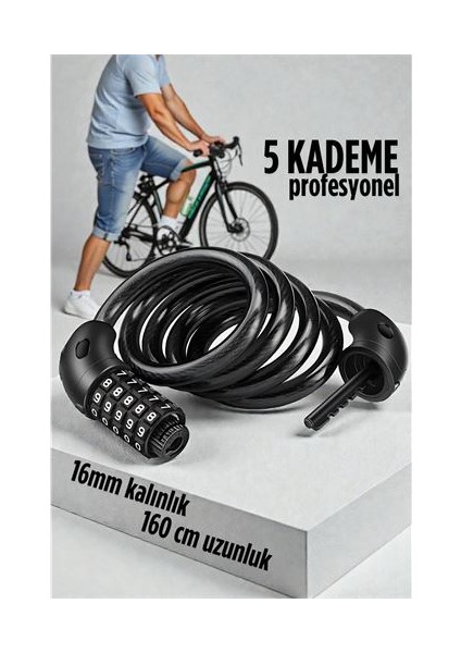 Şifreli Bisiklet Kilidi 16 mm Kalınlık 160 cm Scooter Motosiklet Kilidi - Çelik Kablo