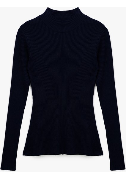 x Melis Ağazat - Uzun Kollu Dik Yaka Triko Kazak