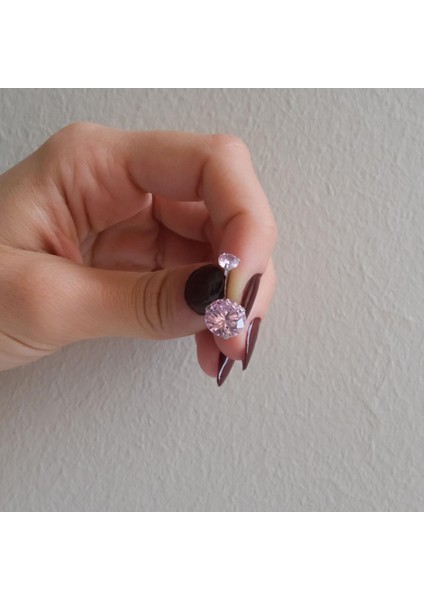 316L Çelik Pembe Zirkon Taşlı Piercing PRC-207 fiyatları