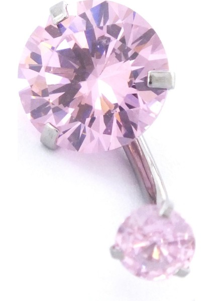 316L Çelik Pembe Zirkon Taşlı Piercing PRC-207 modelleri