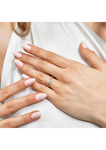 14 Ayar Altın Baget Çiçek Desenli Kadın Yüzük