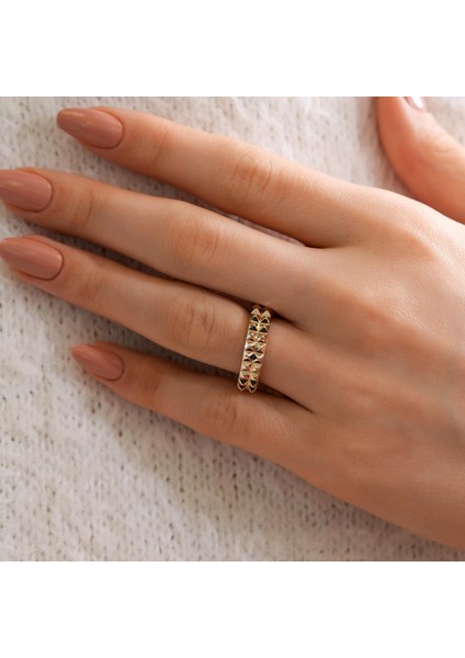 14 Ayar Altın Taş Detaylı Fantezi Altın Yüzük modelleri