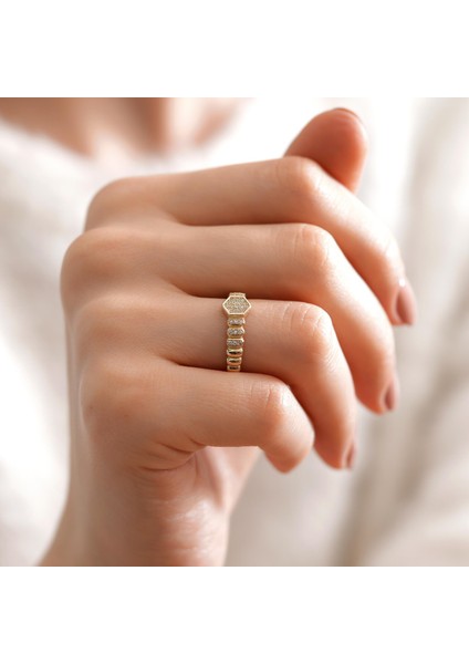 14 Ayar Taşlı Altın Yüzük modelleri