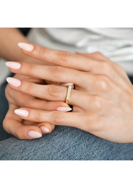 14 Ayar Altın Düz Parıltılı Yüzük