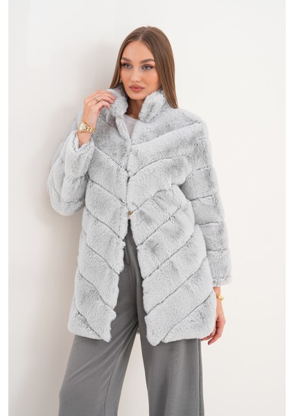 Su Yolu Yakalı Uzun Kürk