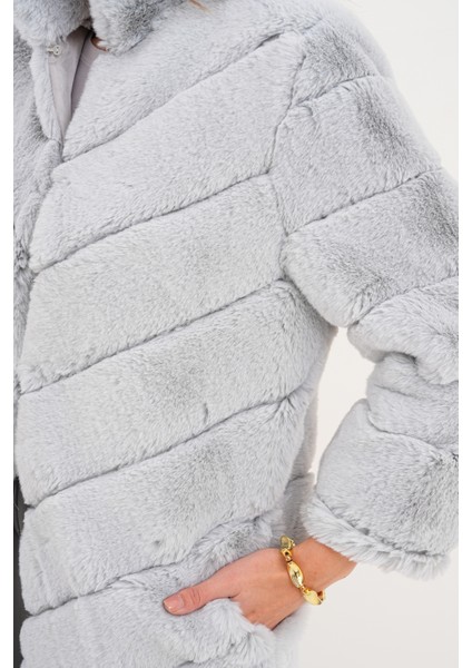 Su Yolu Yakalı Uzun Kürk