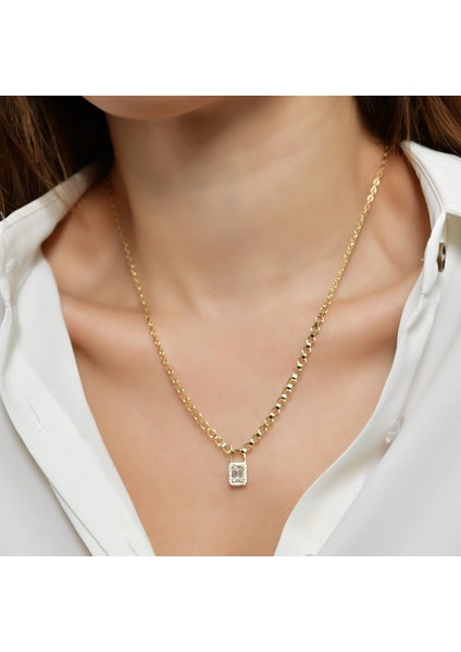 14 Ayar Altın Özel Kalem Işçilikli Kalpli Kolye