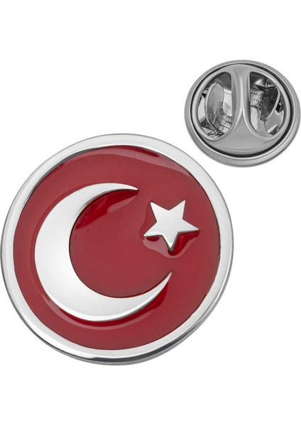 925 Ayar Gümüş Ay Yıldız Rozet T8673 (944944)