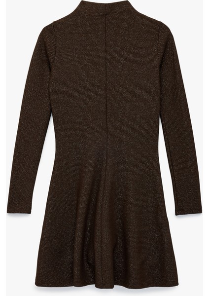 x Şahika Ercüment - Uzun Kollu Dik Yaka Volümlü Parıltılı Mini Elbise fiyatları