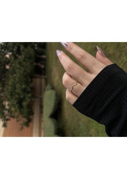 14 Ayar Altın Dalgalı Yüzük modelleri