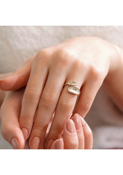 14 Ayar Oval Taşlı Altın Yüzük modelleri