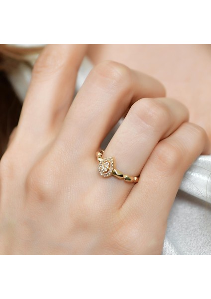 14 Ayar Altın Baget Damla Taşlı Kadın Yüzük fiyatları