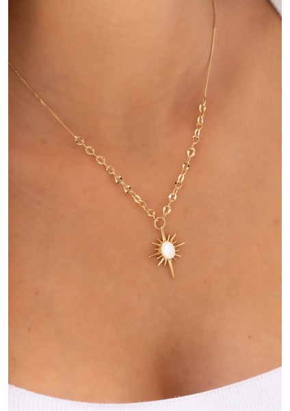 Altın Sedef Taşlı Kutup Yıldızı Kolye modelleri