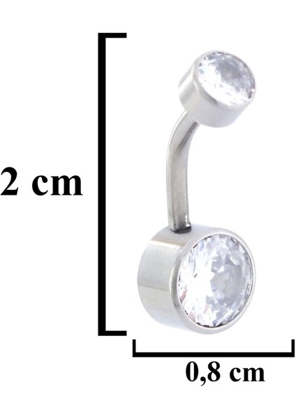 316L Çelik Beyaz Zirkon Taşlı Yuvarlak Model Piercing PRC-209 fiyatları