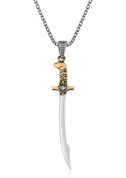925 Ayar Gümüş Kılıç Erkek Gümüş Kolye T4445 (944944)