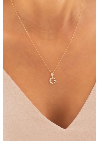 Zarif Ay Yıldız Model Altın Kolye fiyatları