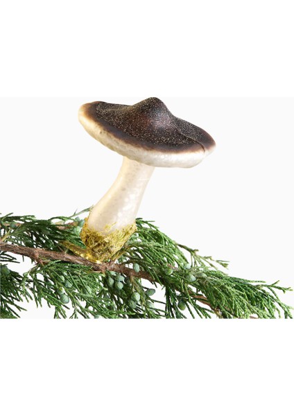 Taupe Glass Mushroom Christmas Ornament El Boyama Mantar Süsü fiyatları