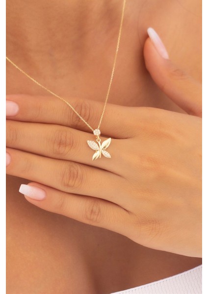 Zarif Kelebek Model Altın Kolye