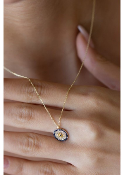 Modern Tasarım Nazar Altın Kolye